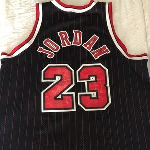 Michael Jordan Pinstriped Bulls Jersey - XL